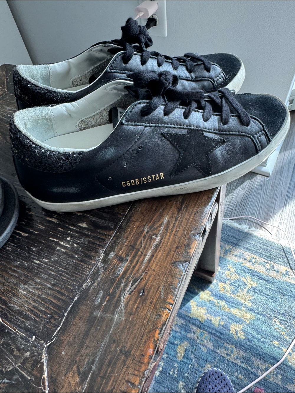 Golden Goose Black Leather & Suede Womens Sneakers with Star Accent - Picture 6 of 7